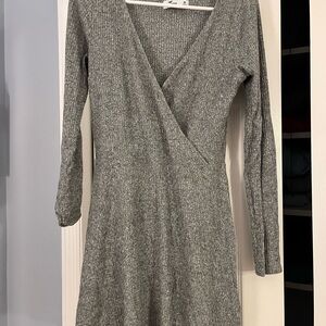 Gray Knit Wrap Dress
